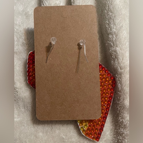 Pumpkin pie Rhinestones Handcrafted earrings - Picture 3 of 6